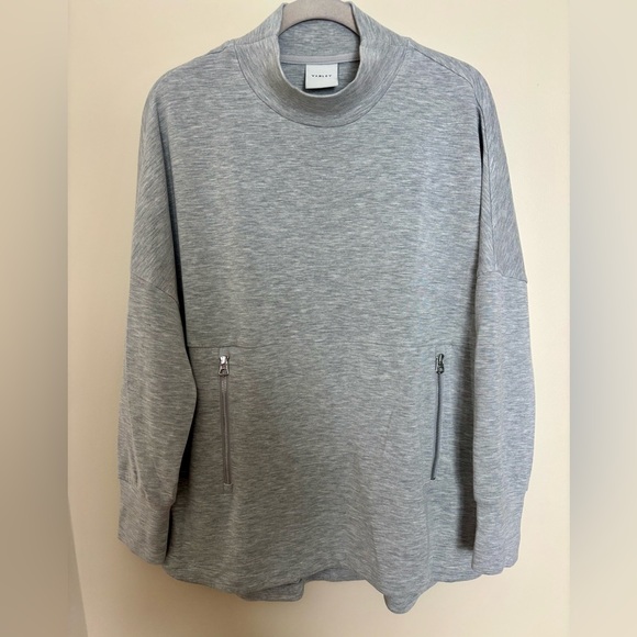 Varley Bay HighNeck Jersey Sweatshirt with Zipper Details - Gray Sz M - Picture 3 of 7